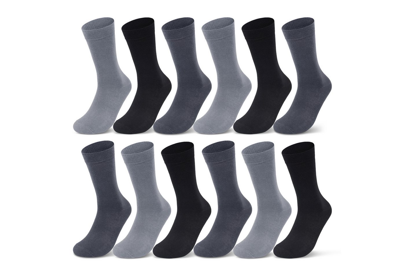 sockenkauf24 Basicsocken 6 oder 12 Paar Socken Damen & Herren Business Socken Baumwolle (Graumix, 12-Paar, 43-46) Komfortbund atmungsaktiv - Basicline 70203 von sockenkauf24