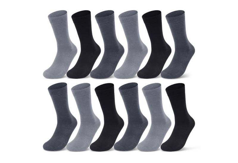 sockenkauf24 Basicsocken 6 oder 12 Paar Socken Damen & Herren Business Socken Baumwolle (Graumix, 12-Paar, 35-38) Komfortbund atmungsaktiv - Basicline 70203 von sockenkauf24