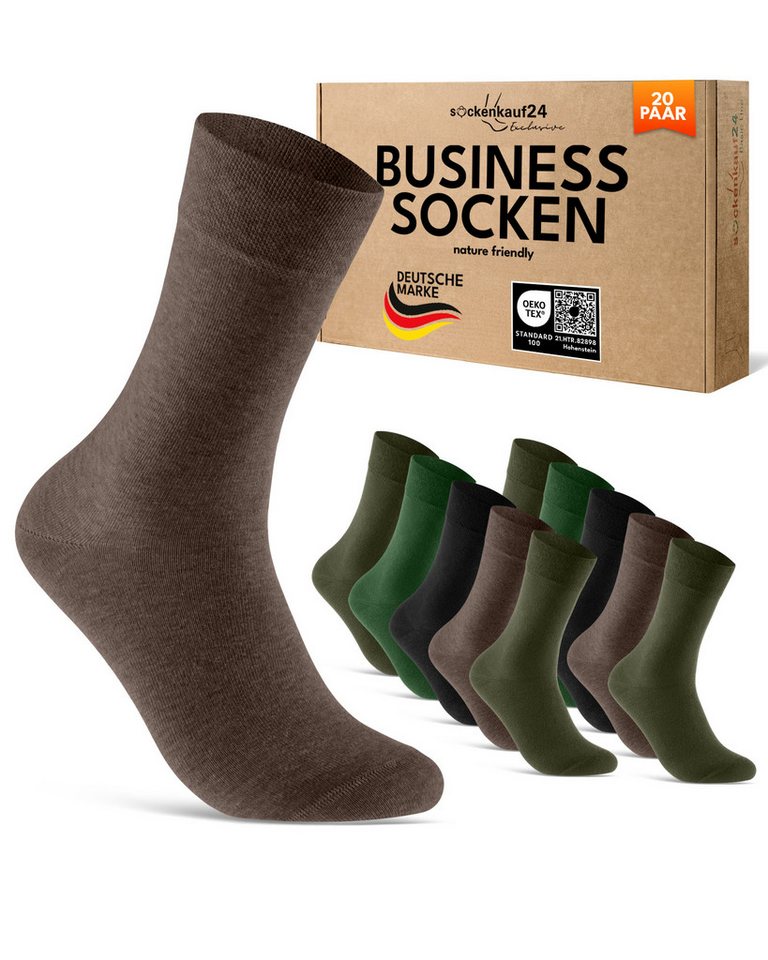 sockenkauf24 Businesssocken 10, 20, 30 Paar Premium Business Socken mit Komfortbund Herren & Damen (20-Paar) aus gekämmter Baumwolle mit Pique-Bund von sockenkauf24