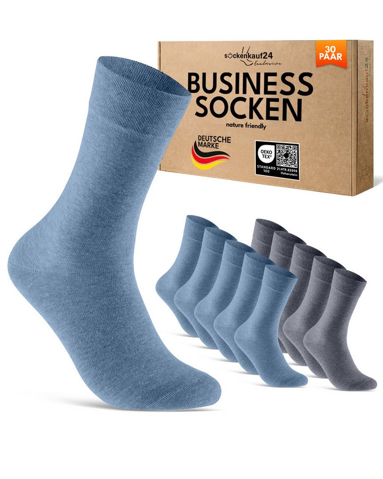 sockenkauf24 Businesssocken 10, 20, 30 Paar Premium Business Socken mit Komfortbund Herren & Damen (30-Paar) aus gekämmter Baumwolle mit Pique-Bund von sockenkauf24