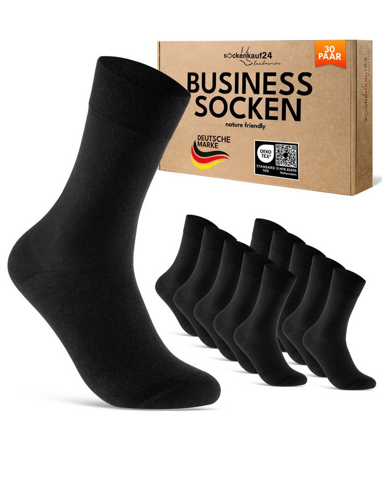 sockenkauf24 Businesssocken 10, 20, 30 Paar Premium Business Socken mit Komfortbund Herren & Damen (30-Paar) aus gekämmter Baumwolle mit Pique-Bund von sockenkauf24