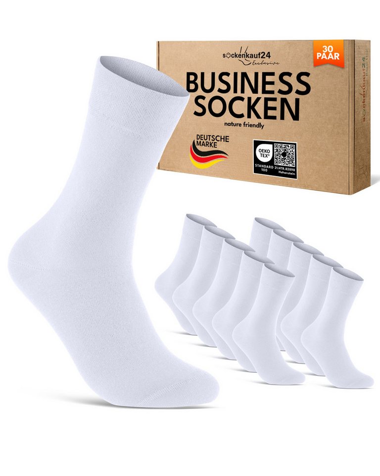 sockenkauf24 Businesssocken 10, 20, 30 Paar Premium Business Socken mit Komfortbund Herren & Damen (30-Paar) aus gekämmter Baumwolle mit Pique-Bund von sockenkauf24