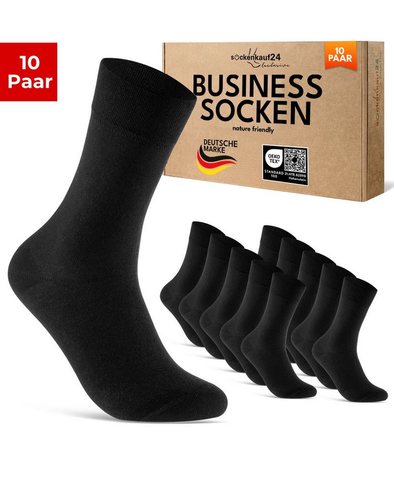 sockenkauf24 Businesssocken Premium Socken mit Komfortbund Herren & Damen Business Socken (Schwarz, 10-Paar, 47-50) aus gekämmter Baumwolle mit Pique-Bund, ohne Naht von sockenkauf24