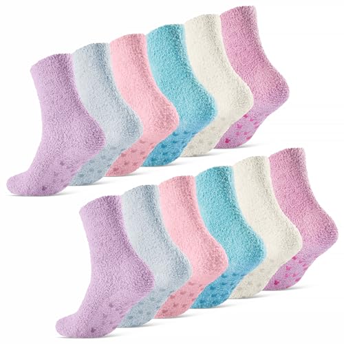 sockenkauf24 Damen Kuschelsocken Antirutsch ABS Sohle Stoppersocken Flauschig 37417 (12 Paar 35-42) von sockenkauf24