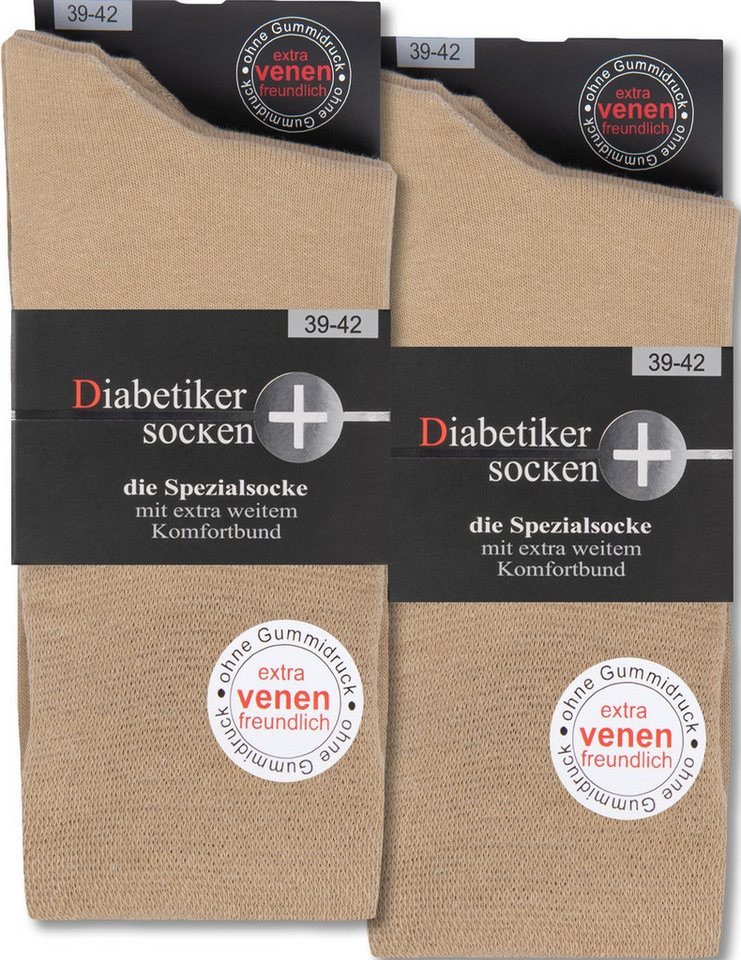 sockenkauf24 Diabetikersocken 6 Paar Damen & Herren Socken mit Komfortbund (Beige, 35-38) ohne Gummi & ohne Naht 97% Baumwolle - 39602 WP von sockenkauf24