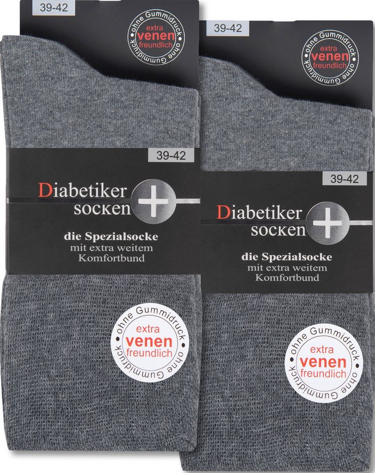 sockenkauf24 Diabetikersocken 6 Paar Damen & Herren Socken mit Komfortbund (Grau, 35-38) ohne Gummi & ohne Naht 97% Baumwolle - 39604 WP von sockenkauf24