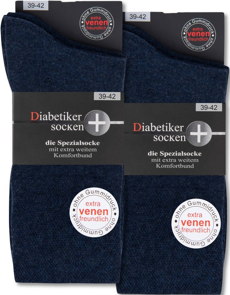 sockenkauf24 Diabetikersocken 6 Paar Damen & Herren Socken mit Komfortbund (Jeans, 35-38) ohne Gummi & ohne Naht 97% Baumwolle - 39610 WP von sockenkauf24