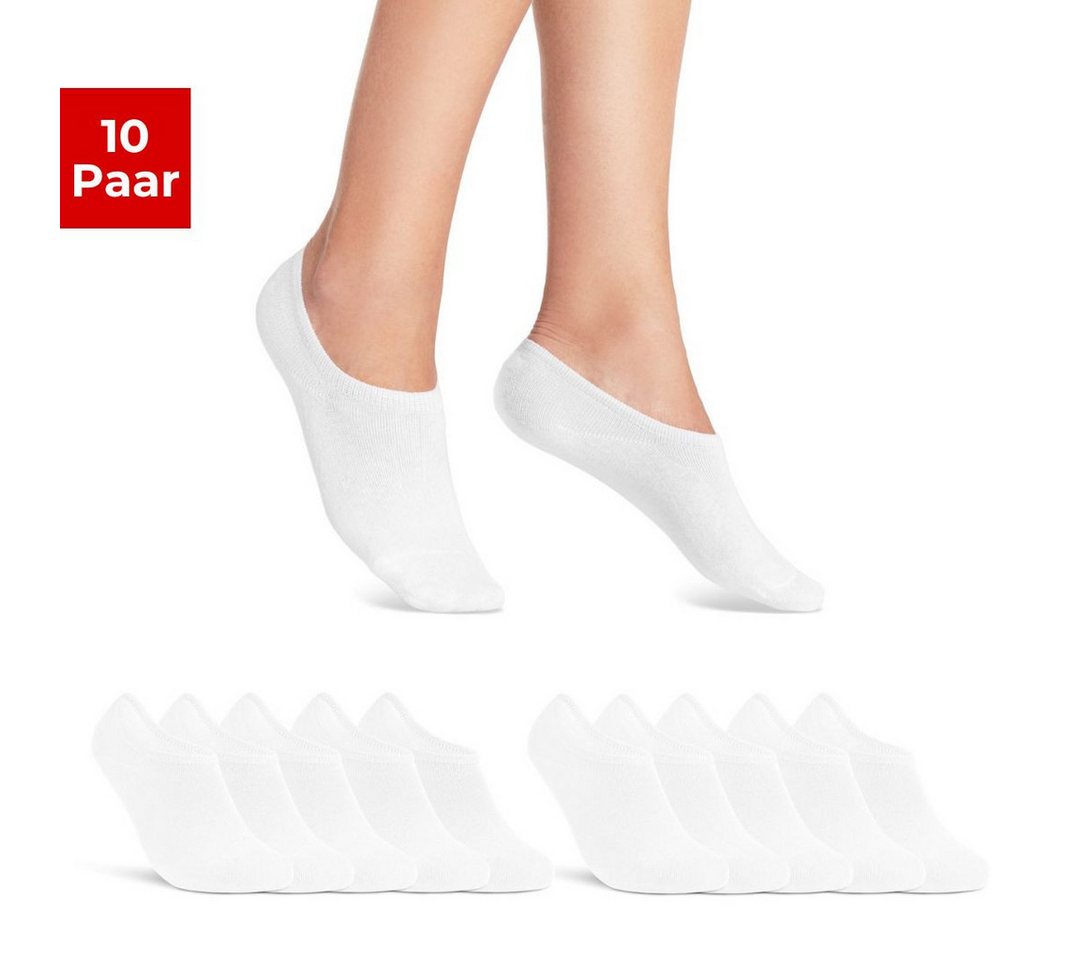 sockenkauf24 Sneakersocken 10 Paar Damen & Herren Füßlinge unsichtbare kurze Socken (Weiß, 35-38) mit Silikonpad gegen Verrutschen - 16805 WP von sockenkauf24