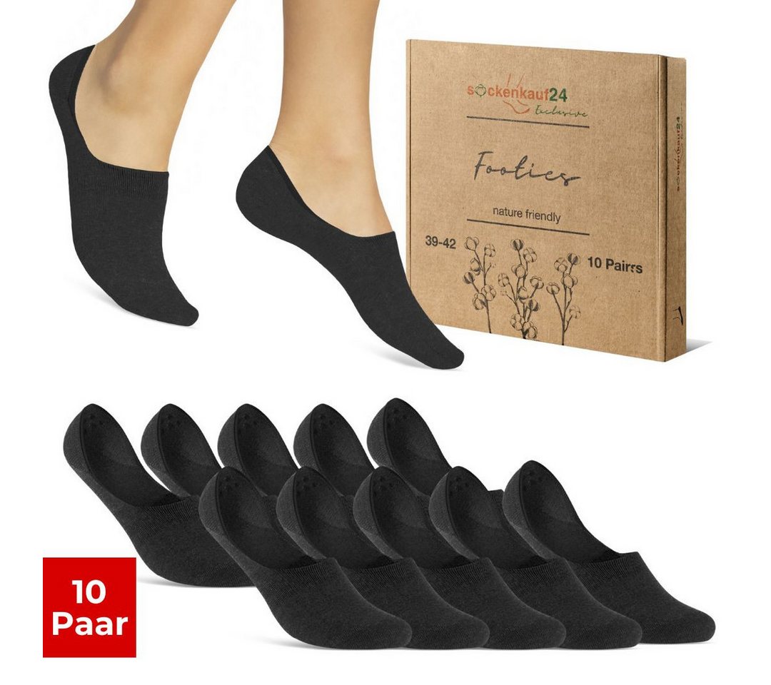 sockenkauf24 Füßlinge 10 Paar Premium Füßlinge aus gekämmter Baumwolle Damen & Herren (Schwarz, 35-38) Sneaker Socken ohne drückende Naht (Exclusive Line) - 70103T WP von sockenkauf24