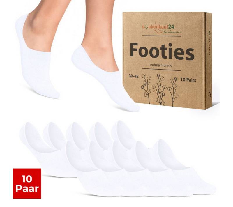 sockenkauf24 Füßlinge 10 Paar Füßlinge aus gekämmter Baumwolle Damen & Herren (Weiß, 39-42) Sneaker Socken ohne drückende Naht (Exclusive Line) - 70103T WP von sockenkauf24