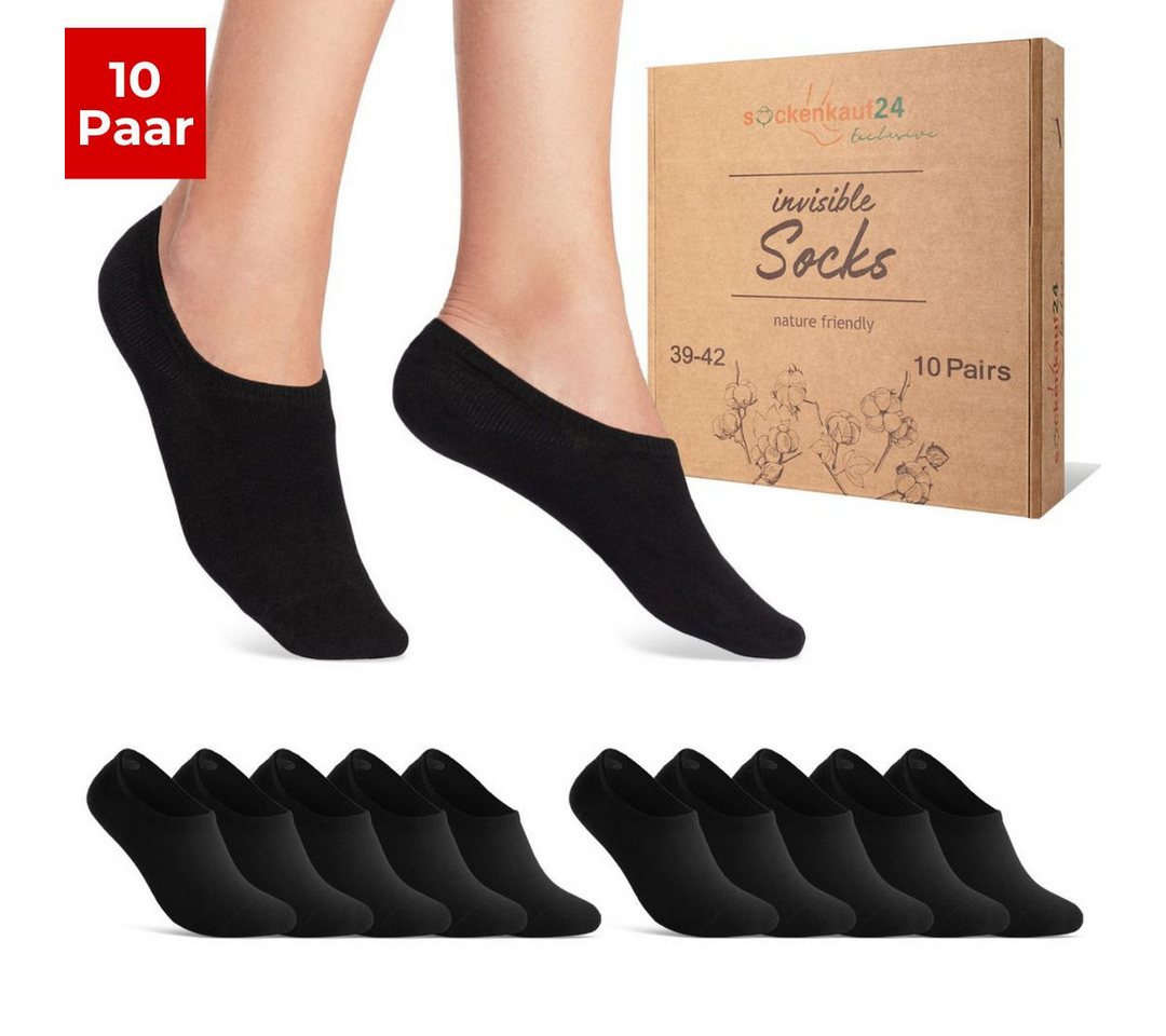 sockenkauf24 Füßlinge 10 Paar Premium Füßlinge Damen & Herren aus gekämmter Baumwolle invisible Socks ohne Naht mit Silikon (Exclusive Line) - 70106T WP von sockenkauf24