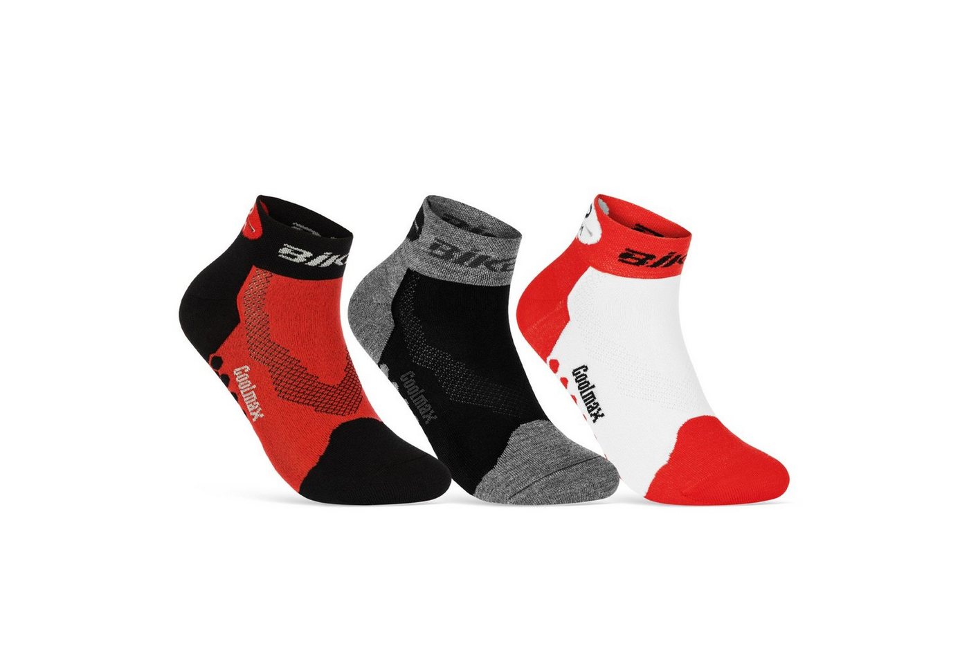 sockenkauf24 Funktionssocken Coolmax LED Fahrrad-Socken für Herren & Damen (Rot/Schwarz/Weiß, 3-Paar, 35-38) Reflektor Radsport Socken 50303P WP von sockenkauf24