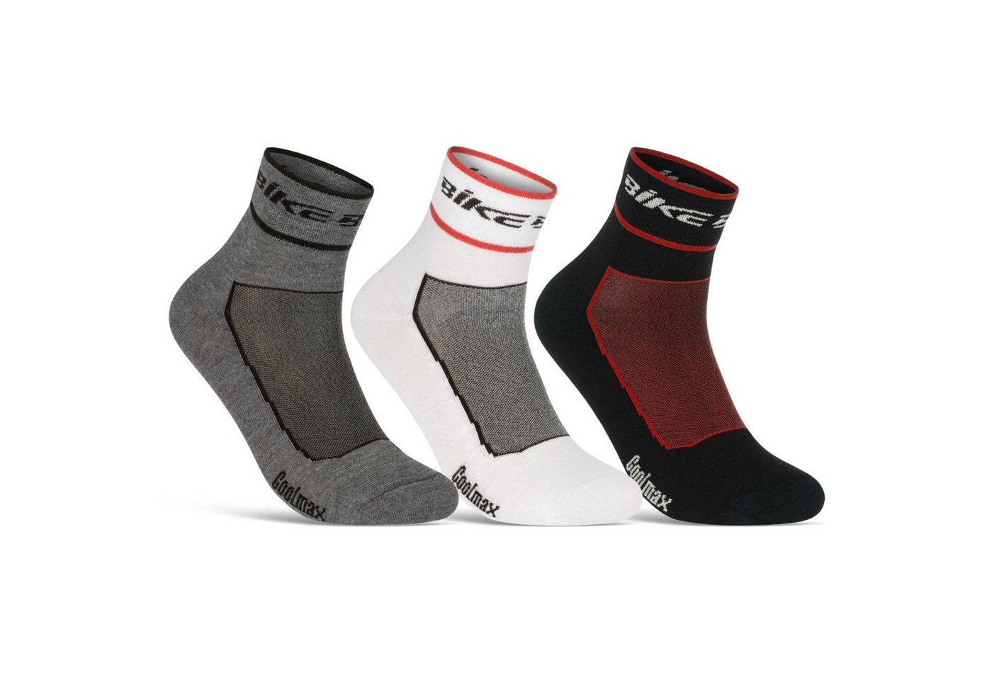 sockenkauf24 Funktionssocken Coolmax Quarter Fahrrad-Socken für Herren & Damen (3-Paar) Atmungsaktive Radsport Socken 50302P WP von sockenkauf24