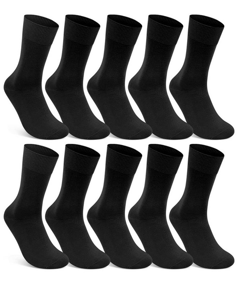 sockenkauf24 Gesundheitssocken 10 Paar Damen & Herren Socken 100% Baumwolle ohne Gummidruck (10 x Schwarz, 35-38) und ohne Naht - 10600 von sockenkauf24