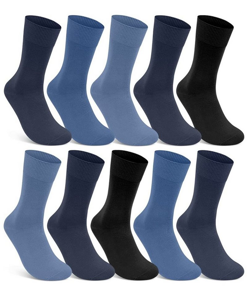 sockenkauf24 Gesundheitssocken 10 Paar Damen & Herren Socken 100% Baumwolle ohne Gummidruck (4 x Navy + 4 x Jeans + 2 x Schwarz, 39-42) und ohne Naht - 10600 von sockenkauf24