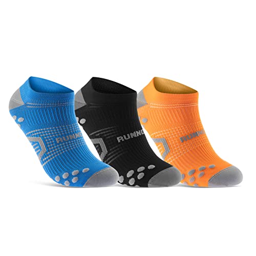 sockenkauf24 Kurze Laufsocken für Herren & Damen (3 Paar) Sneaker Sportsocken Atmungsaktive Running Socks 50203P WP (Blau Schwarz Orange 43-46) von sockenkauf24