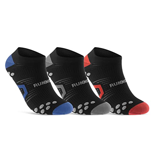 sockenkauf24 Kurze Laufsocken für Herren & Damen (3 Paar) Sneaker Sportsocken Atmungsaktive Running Socks 50203P WP (Schwarz/Blau Schwarz/Grau Schwarz/Rot 39-42) von sockenkauf24