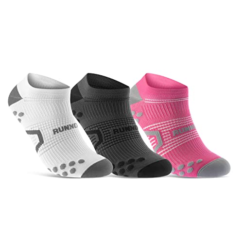 sockenkauf24 Kurze Laufsocken für Herren & Damen (3 Paar) Sneaker Sportsocken Atmungsaktive Running Socks 50203P WP (Weiß Anthrazit Pink 35-38) von sockenkauf24