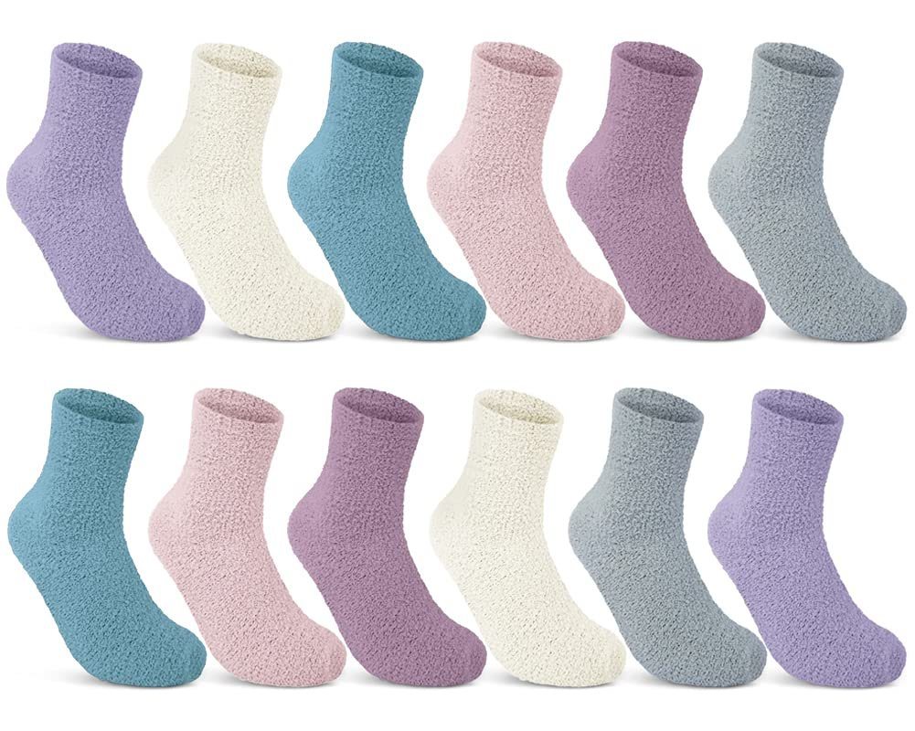 sockenkauf24 Kuschelsocken 6, 12, 20 Paar Damen Haussocken warm & flauschig (12-Paar, Größe 35-42) - 37402 von sockenkauf24