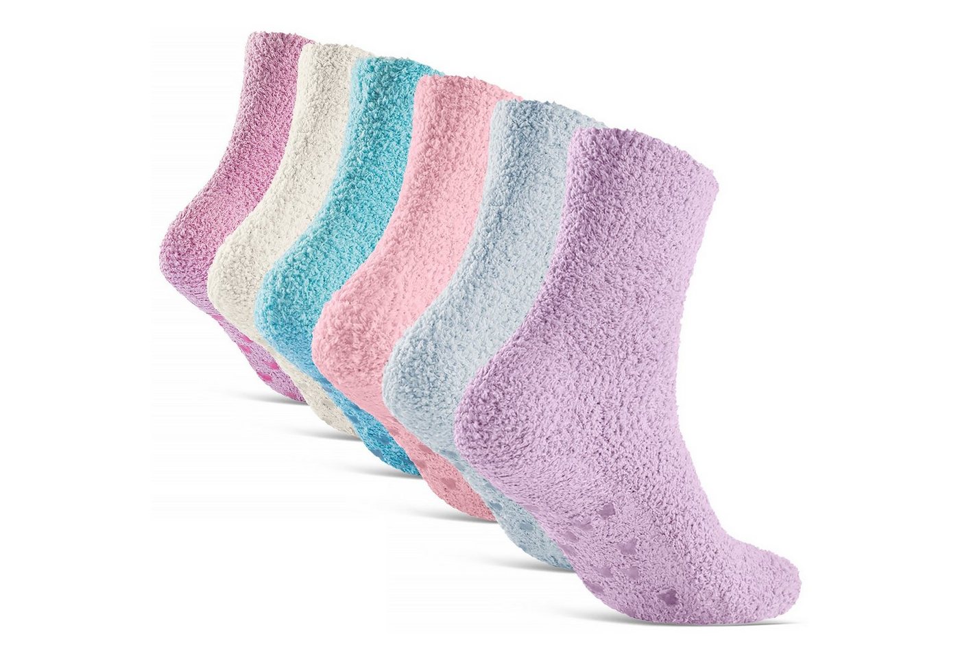 sockenkauf24 Kuschelsocken 6 oder 12 Paar Damen Socken mit ABS Anti Rutsch Sohle (6-Paar, Größe 35-42) - 37417 WP von sockenkauf24