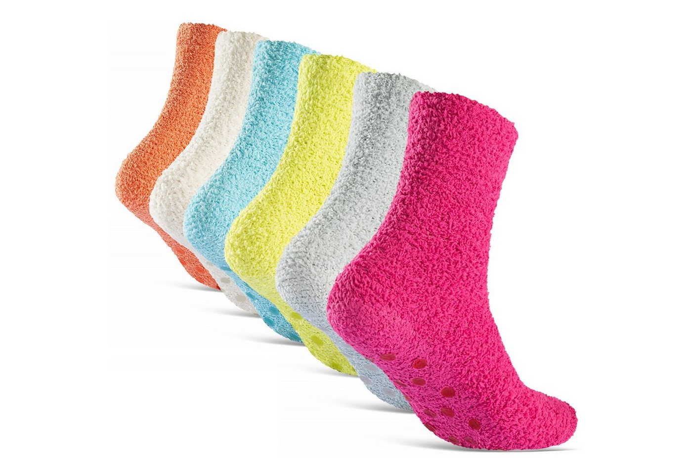 sockenkauf24 Kuschelsocken 6 oder 12 Paar Damen Socken mit ABS Anti Rutsch Sohle (6-Paar, Größe 35-42) - 37419 WP von sockenkauf24