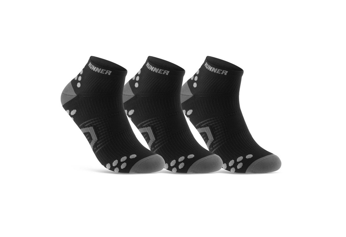 sockenkauf24 Laufsocken low Cut Sportsocken für Herren & Damen Laufsocken Kurz (3xSchwarz, 3-Paar, 35-38) Atmungsaktive Running Socks 50202P WP von sockenkauf24