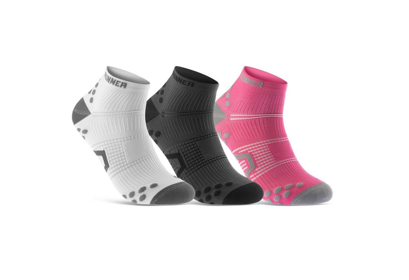 sockenkauf24 Laufsocken low Cut Sportsocken für Herren & Damen Laufsocken Kurz (Weiß/Anthrazit/Pink, 3-Paar, 35-38) Atmungsaktive Running Socks 50202P WP von sockenkauf24