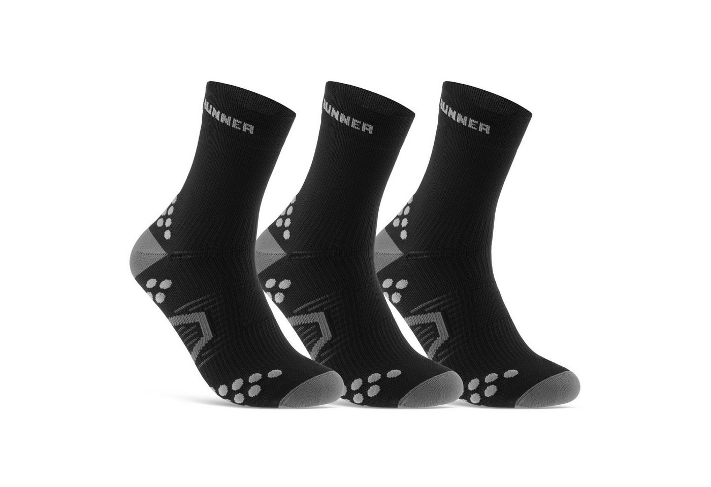 sockenkauf24 Laufsocken Sportsocken für Herren & Damen Laufsocken (3xSchwarz, 3-Paar, 35-38) Atmungsaktive Running Socks 50201P WP von sockenkauf24