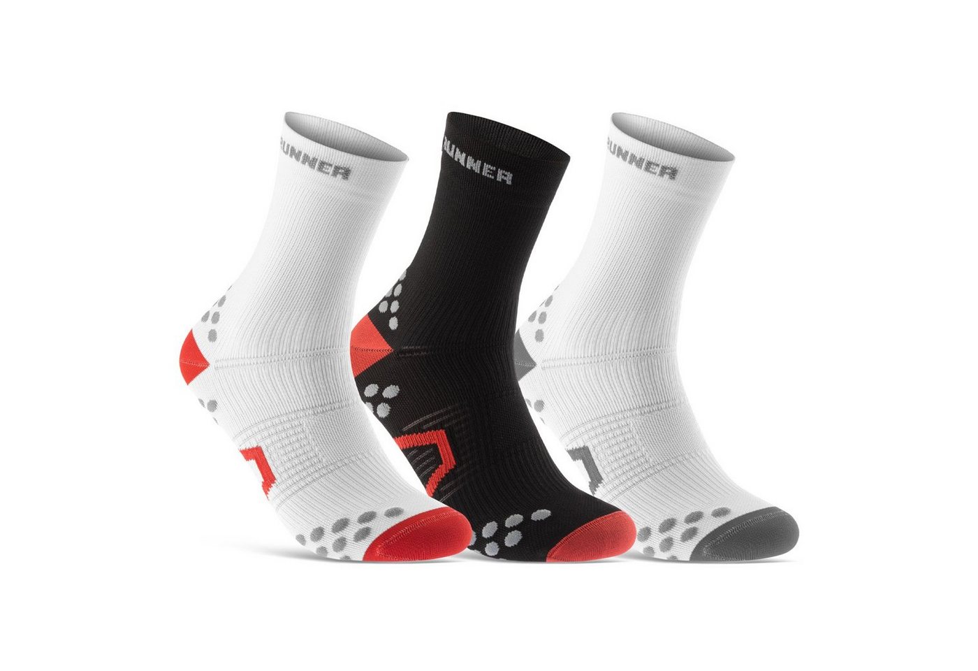 sockenkauf24 Laufsocken Sportsocken für Herren & Damen Laufsocken (Weiß-Rot/Schw-Rot/Weiß-Gr, 3-Paar, 35-38) Atmungsaktive Running Socks 50201P WP von sockenkauf24