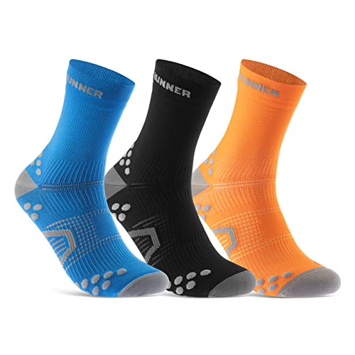 sockenkauf24 Laufsocken für Herren & Damen (3 Paar) Sportsocken Atmungsaktive Running Socks 50201P WP (Blau Schwarz Orange 35-38) von sockenkauf24