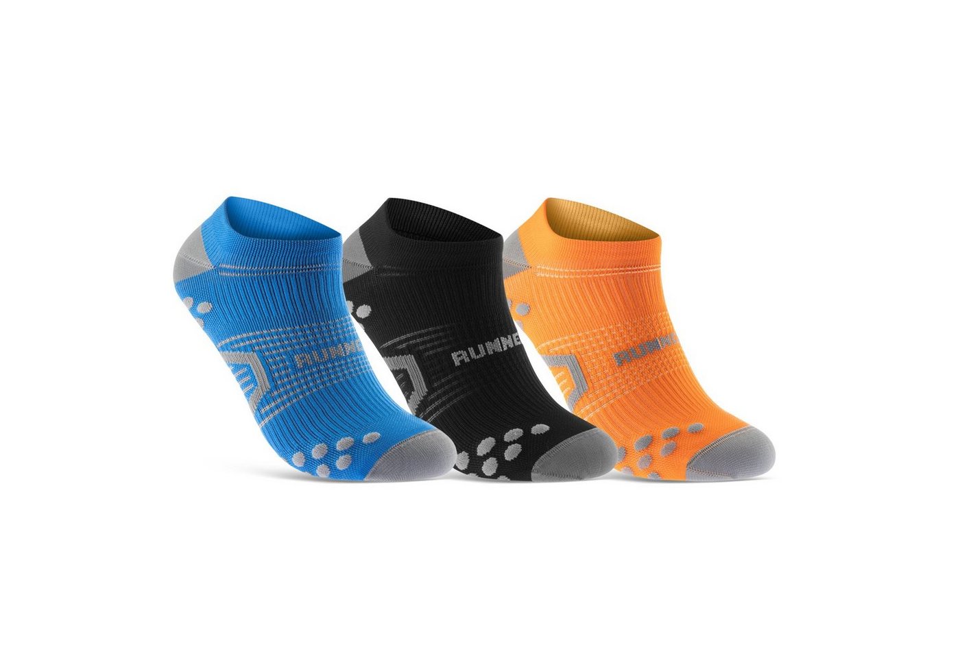 sockenkauf24 Laufsocken low Cut Sportsocken für Herren & Damen Laufsocken kurz (Blau/Schwarz/Orange, 3-Paar, 35-38) Atmungsaktive Running Socks 50203P WP von sockenkauf24