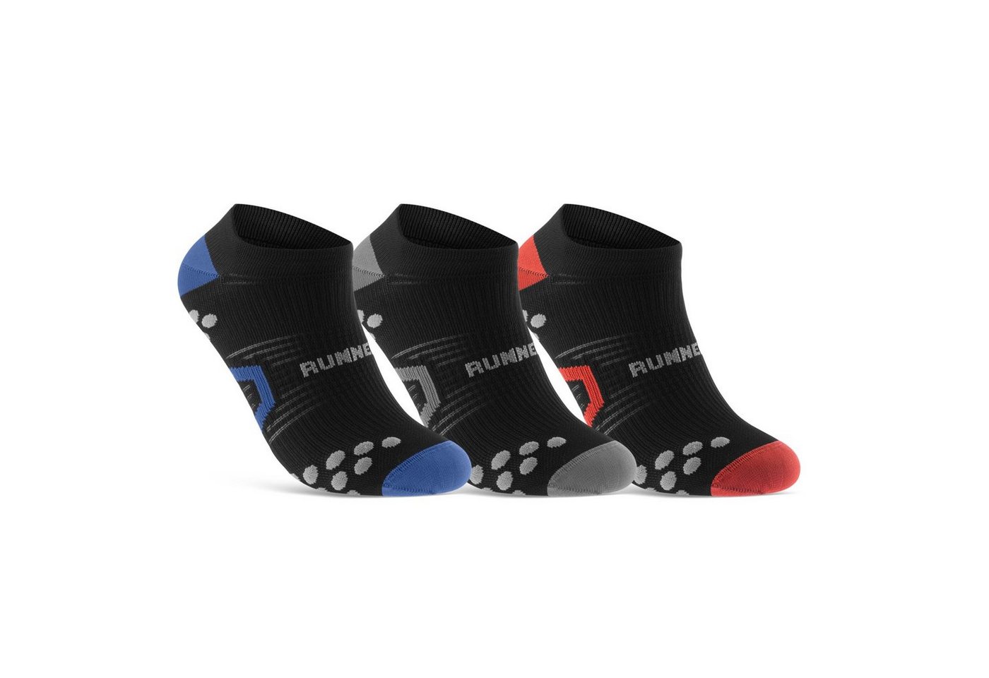 sockenkauf24 Laufsocken low Cut Sportsocken für Herren & Damen Laufsocken kurz (Schw/Bl-Schw/Gr-Schw, 3-Paar, 35-38) Atmungsaktive Running Socks 50203P WP von sockenkauf24