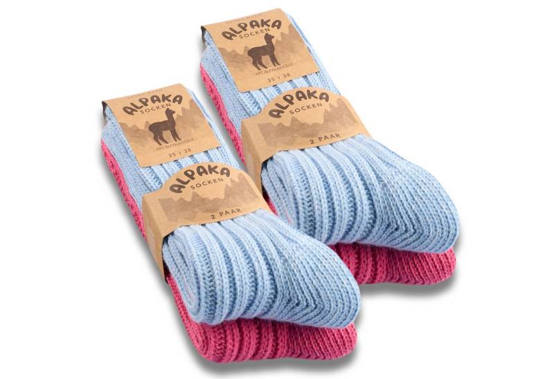 sockenkauf24 Norwegersocken 4 Paar Alpaka Socken Damen & Herren Wintersocken warm mit Wolle von sockenkauf24