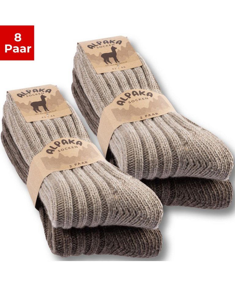 sockenkauf24 Norwegersocken Alpaka Socken warme Wintersocken Wollsocken Damen & Herren (8-Paar) von sockenkauf24