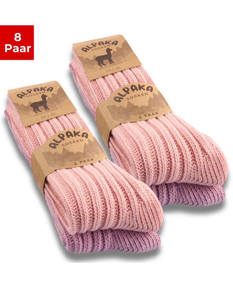 sockenkauf24 Norwegersocken Alpaka Socken warme Wintersocken Wollsocken Damen & Herren (8-Paar) von sockenkauf24