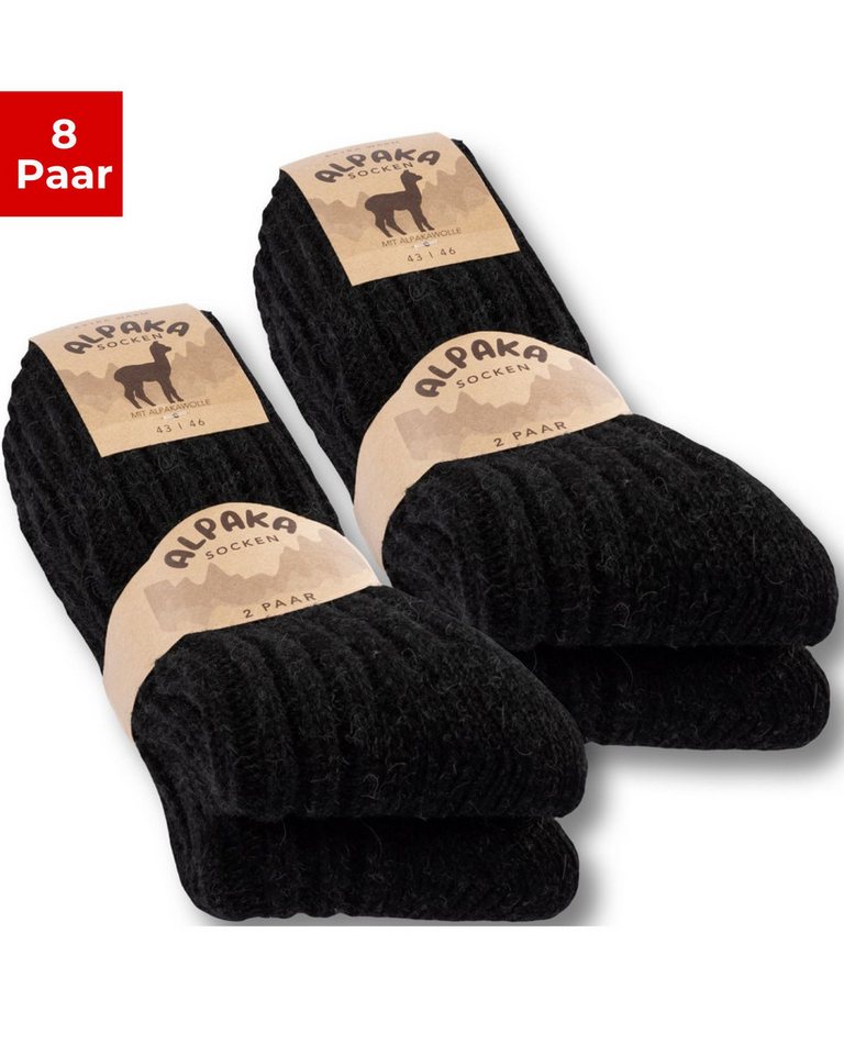 sockenkauf24 Norwegersocken Alpaka Socken warme Wintersocken Wollsocken Damen & Herren (8-Paar) von sockenkauf24