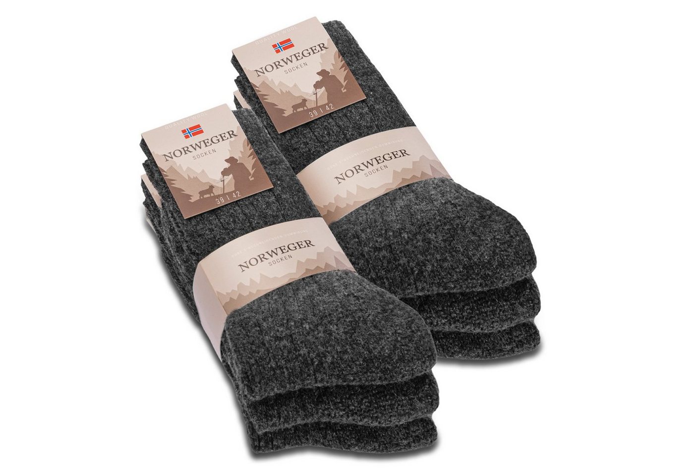 sockenkauf24 Norwegersocken 6 Paar Damen & Herren Socken mit Wolle Wintersocken (Anthrazit, 35-38) Schwarz Grau Anthrazit - 20100 von sockenkauf24