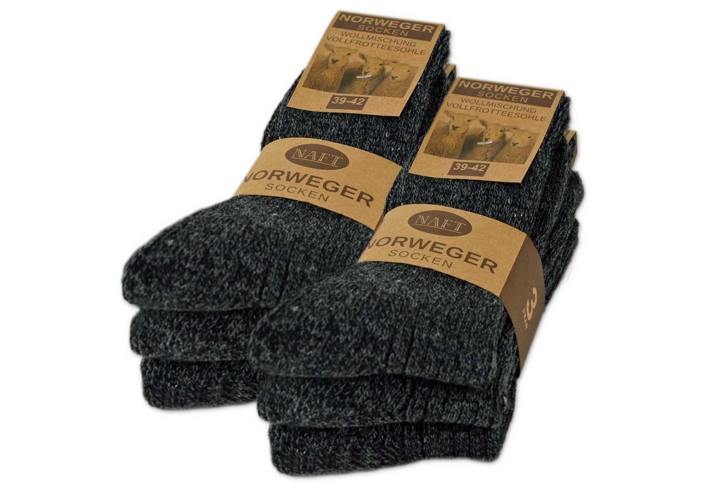 sockenkauf24 Norwegersocken 6 Paar Damen & Herren Socken mit Wolle Wintersocken (Anthrazit, 39-42) Schwarz Grau Anthrazit - 10500 von sockenkauf24