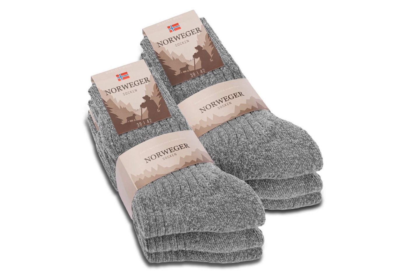 sockenkauf24 Norwegersocken 6 Paar Damen & Herren Socken mit Wolle Wintersocken (Grau, 35-38) Schwarz Grau Anthrazit - 20100 von sockenkauf24