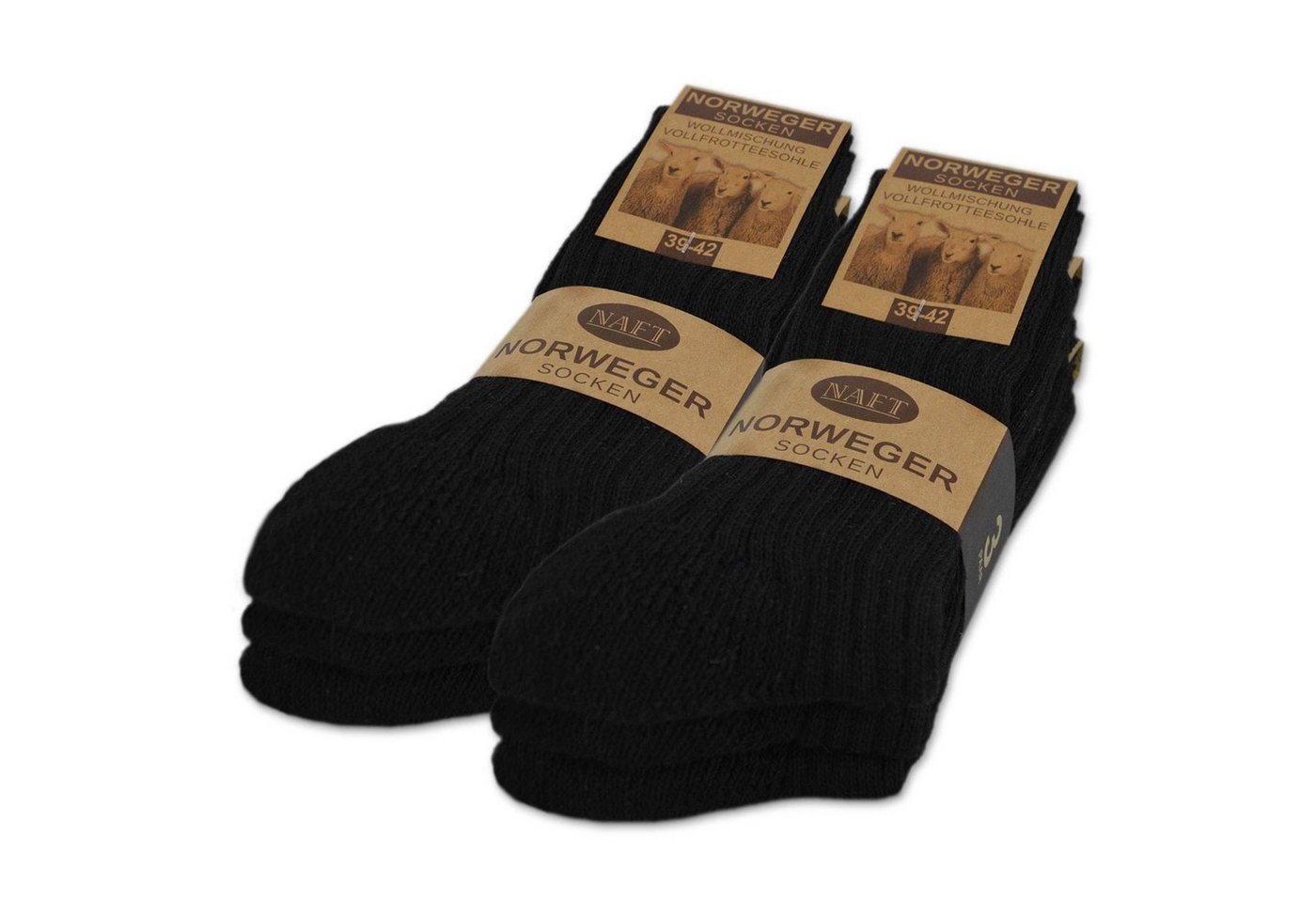 sockenkauf24 Norwegersocken 6 Paar Damen & Herren Socken mit Wolle Wintersocken (Schwarz, 39-42) Schwarz Grau Anthrazit - 10500 von sockenkauf24