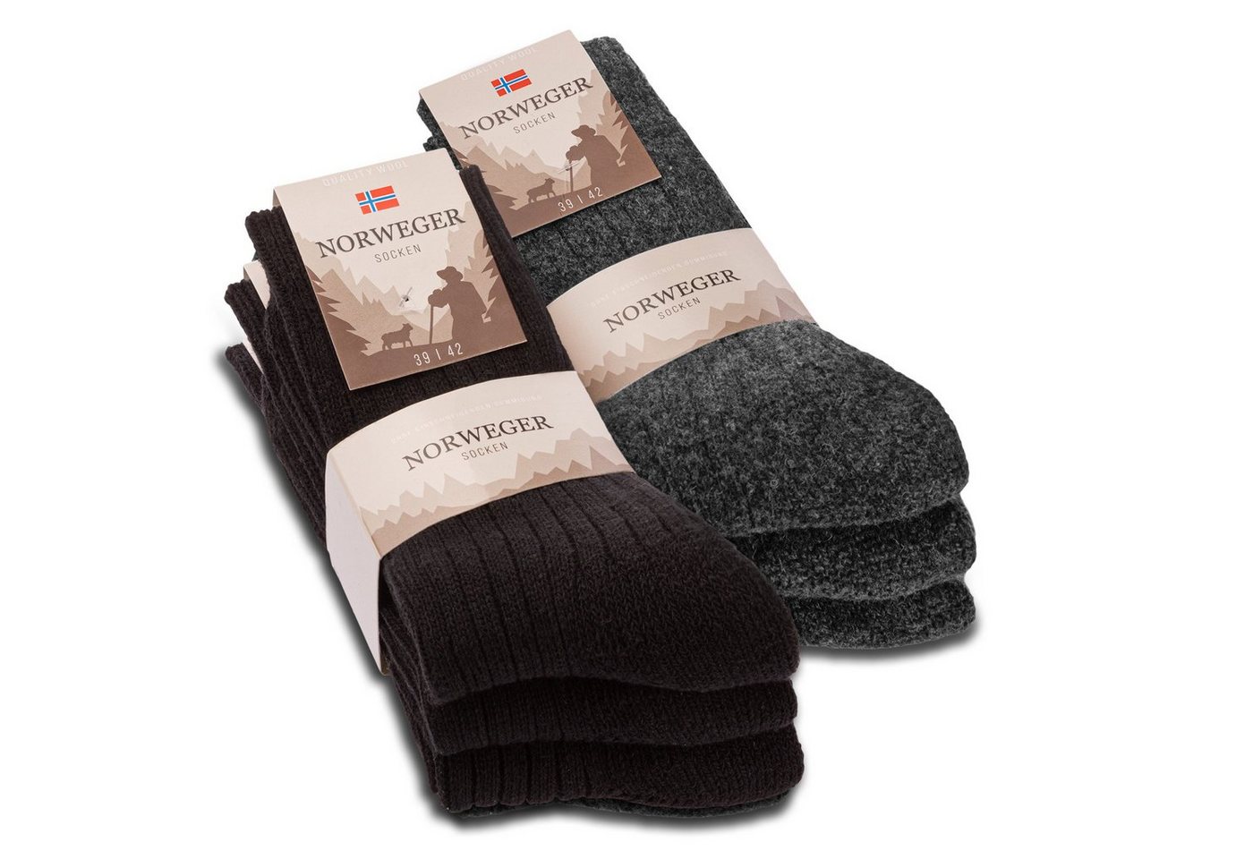 sockenkauf24 Norwegersocken 6 Paar Damen & Herren Socken mit Wolle Wintersocken (Schwarz/Anthrazit, 35-38) Schwarz Grau Anthrazit - 20100 von sockenkauf24