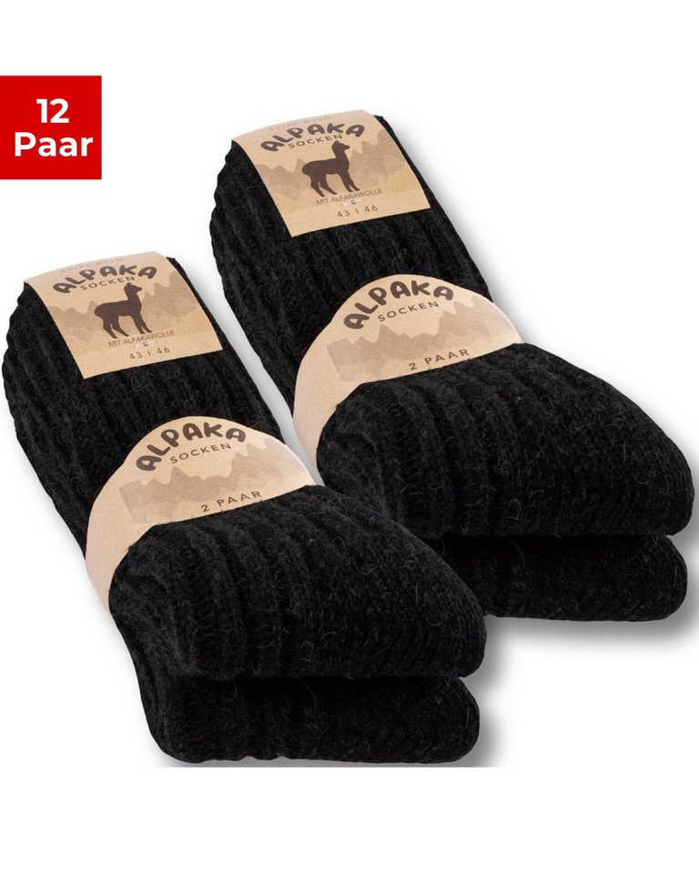 sockenkauf24 Norwegersocken Alpaka Socken warme Wintersocken Wollsocken Damen & Herren (12-Paar) von sockenkauf24