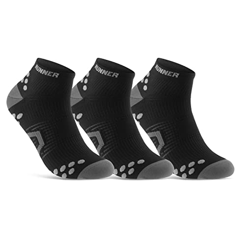 sockenkauf24 Quarter Laufsocken für Herren & Damen (3 Paar) Sportsocken Atmungsaktive Running Socks 50202P WP (Schwarz 39-42) von sockenkauf24