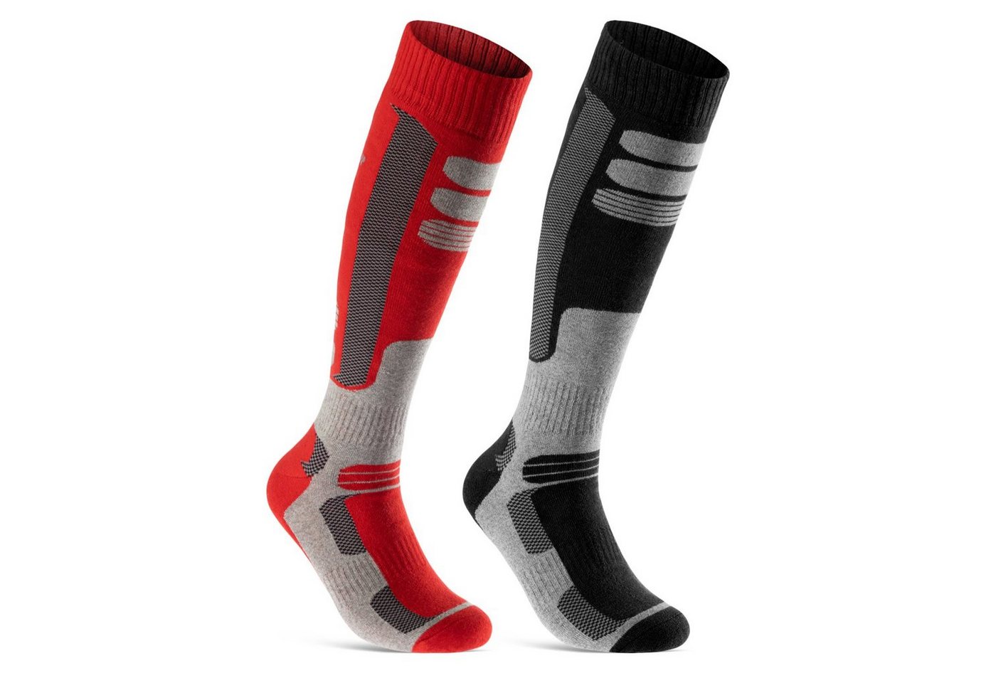 sockenkauf24 Skisocken 2 Paar Ski Strümpfe Herren & Damen Ski Socken lang (Schwarz/Rot, 35-38) Atmungsaktiv - 42816 von sockenkauf24