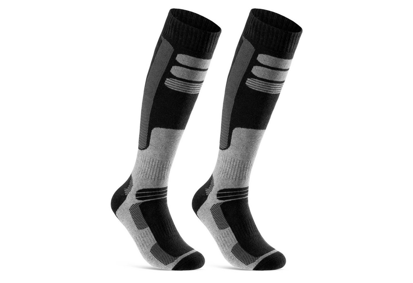 sockenkauf24 Skisocken 2 Paar Ski Strümpfe Herren & Damen Ski Socken lang (Schwarz/Schwarz, 35-38) Atmungsaktiv - 42816 von sockenkauf24