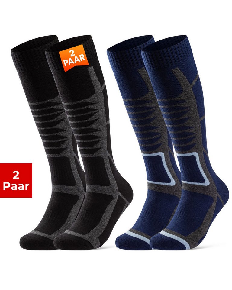 sockenkauf24 Skisocken 2 Paar Ski Strümpfe Herren & Damen Ski Socken lang Atmungsaktiv (2-Paar) von sockenkauf24
