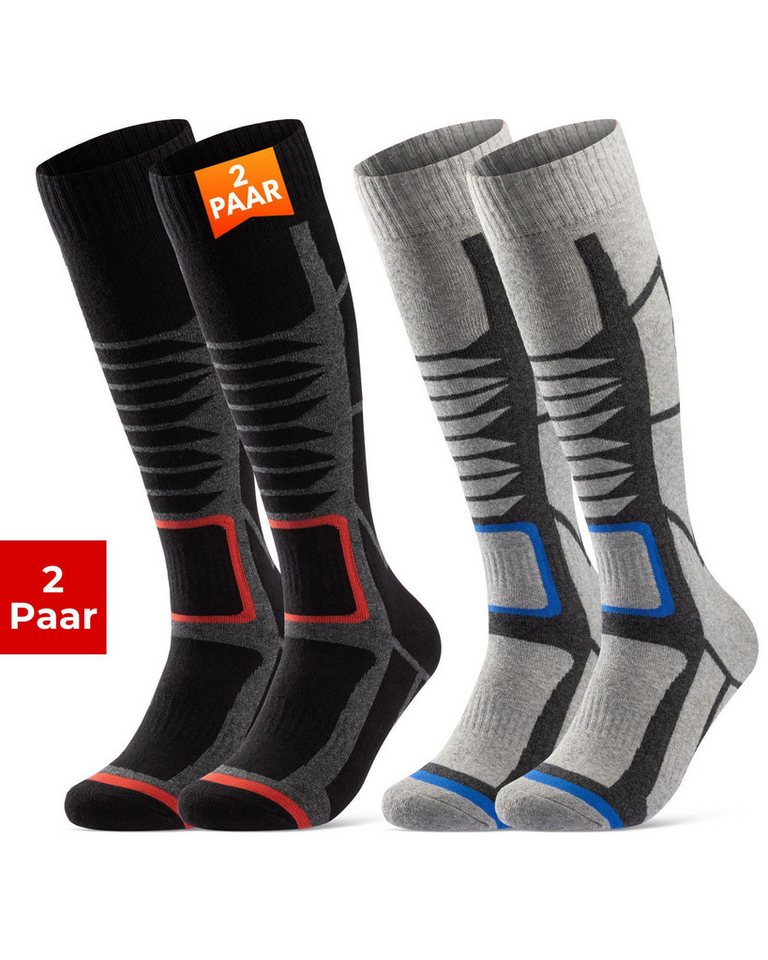 sockenkauf24 Skisocken 2 Paar Ski Strümpfe Herren & Damen Ski Socken lang Atmungsaktiv (2-Paar) von sockenkauf24