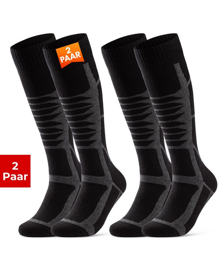 sockenkauf24 Skisocken 2 Paar Ski Strümpfe Herren & Damen Ski Socken lang Atmungsaktiv (2-Paar) von sockenkauf24