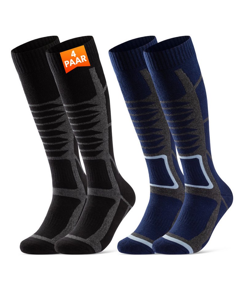 sockenkauf24 Skisocken 2 Paar Ski Strümpfe Herren & Damen Ski Socken lang Atmungsaktiv (4-Paar) von sockenkauf24