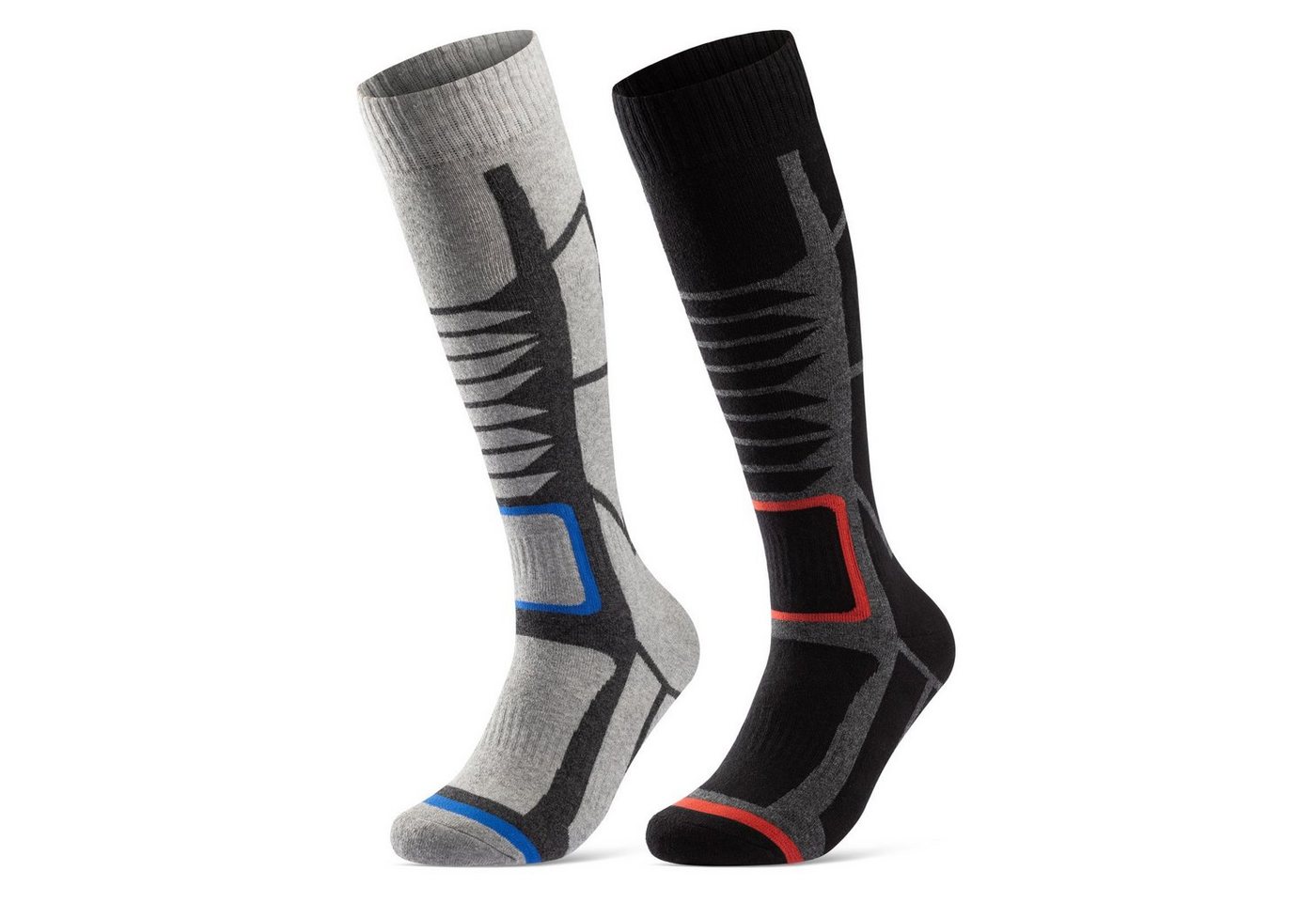 sockenkauf24 Skisocken 2 Paar Ski Strümpfe Herren & Damen Ski Socken lang Atmungsaktiv von sockenkauf24